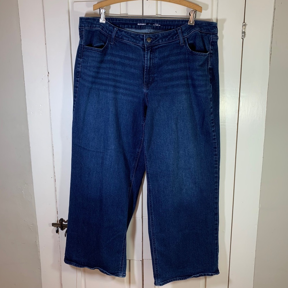 Old Navy High Rise WOW Wide Leg Jeans Dark Wash Size 20 Minimal Casual Everyday
